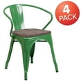 thumbnail image 3 of BizChair 4 Pk. Green Metal Chair with Wood Seat and Arms, 3 of 8