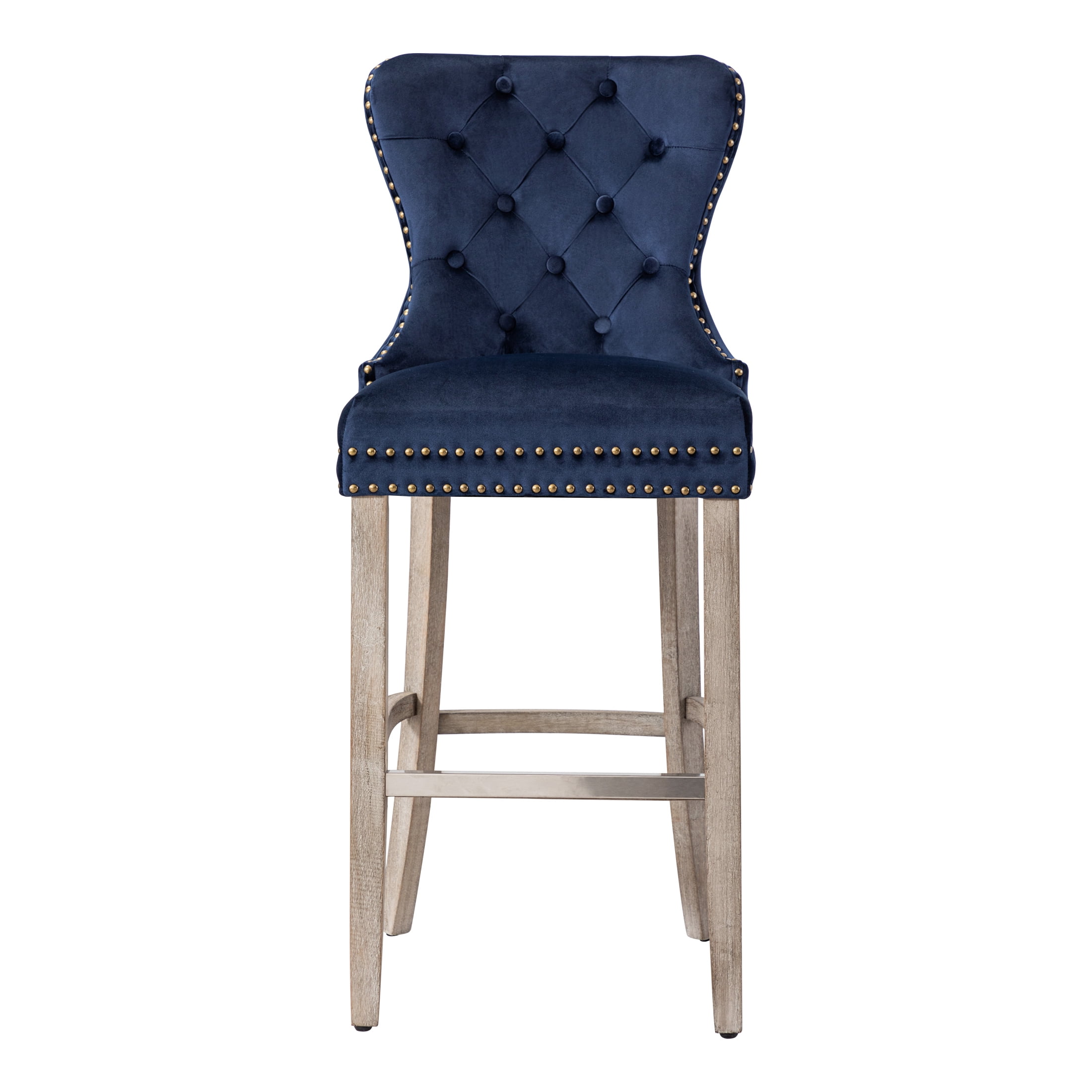 Westin Outdoor 29" Tufted Velvet Counter Stool, Antique Gray/Velvet Navy Blue