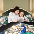 thumbnail image 4 of Erosebridal Stained Glass Peacock Full Size Comforter Sets,Colorful Feather Motif Bedding Comforter Set,3pcs,1 Comforter and 2 Pillowcases,Black Reversible, 4 of 7