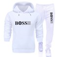 thumbnail image 1 of Nueva chaqueta deportiva de color sólido para hombre, jersey con capucha y pantalones deportivos informales, conjunto de 2 piezas de ropa urbana de polar para hombre, 1 of 4