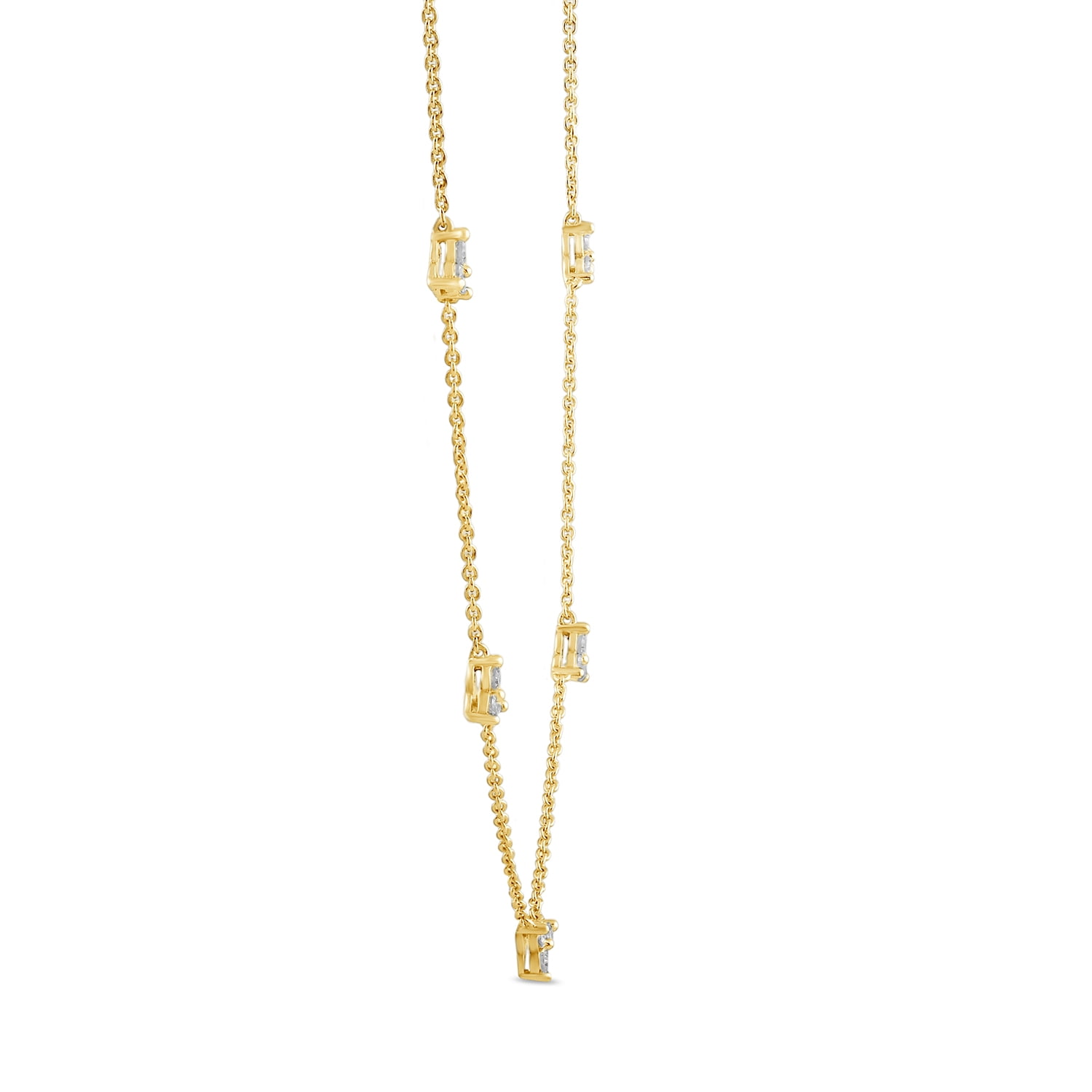 Brilliance Fine Jewelry Lab-Grown Diamond Cluster Station Necklace in Yellow Gold-Plated Silver