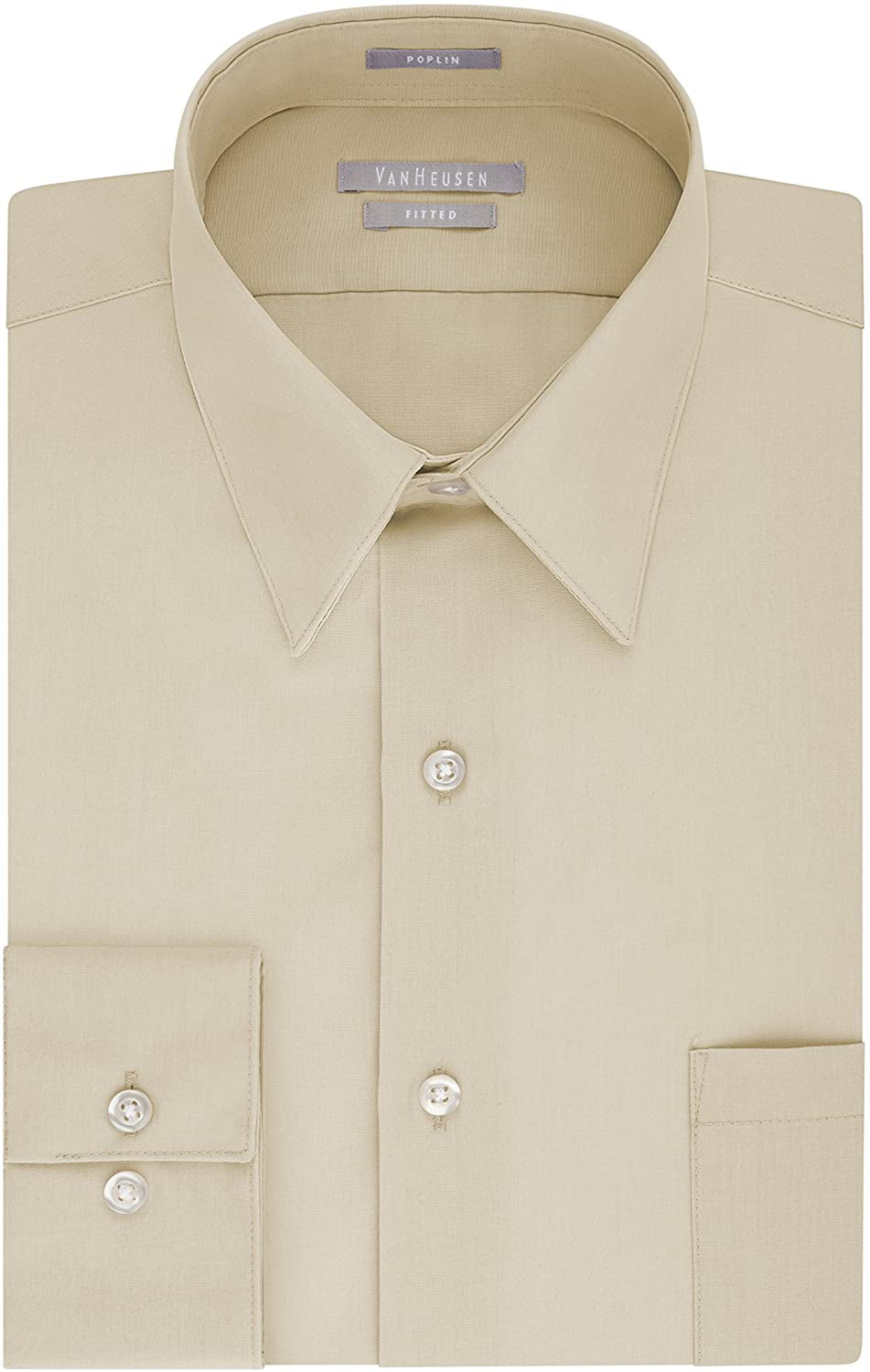 Van Heusen Mens Dress Shirt Fitted Poplin Solid
