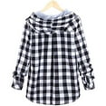 thumbnail image 2 of Chaqueta de punto informal de manga larga a cuadros con capucha y otoño para mujer con bolsillo Adepaton CJWUS-3455, 2 of 2