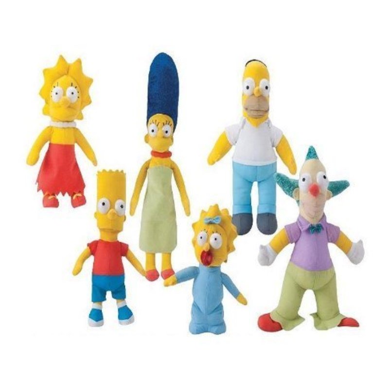 the simpsons 9" plush 6 pieces plush set includes homer, bart, lisa
