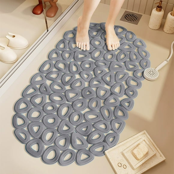 Non-Slip Shower Mat with Suction Cups and Drain Holes, Anti-Fall Bathtub Mat for Bathroom Safety, Extra Large Bath Mat for Tub and Shower Floor, Quick-Dry Non-Slip Mat for Adults and Elderly