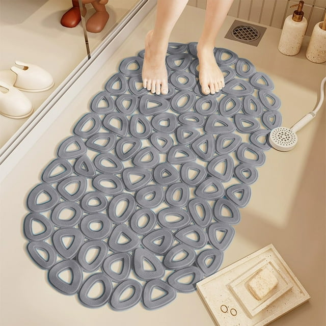 Shower Mat Non Slide Bathtub Mat With Suction Cups And Drains Holes 12.99 X25.59 Inch Bath Mat For Tub Shower Easy Dry