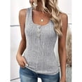 thumbnail image 2 of Chic Square Neck Button-Up Tank Top - Versatile &Stylish|100% Polyester, Perfect for All Seasons, 2 of 8