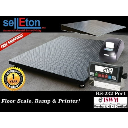 NEW 60" x 60" (5' x 5') Heavy Duty Floor Scale with Ramp & Printer 1000 x .2 lb