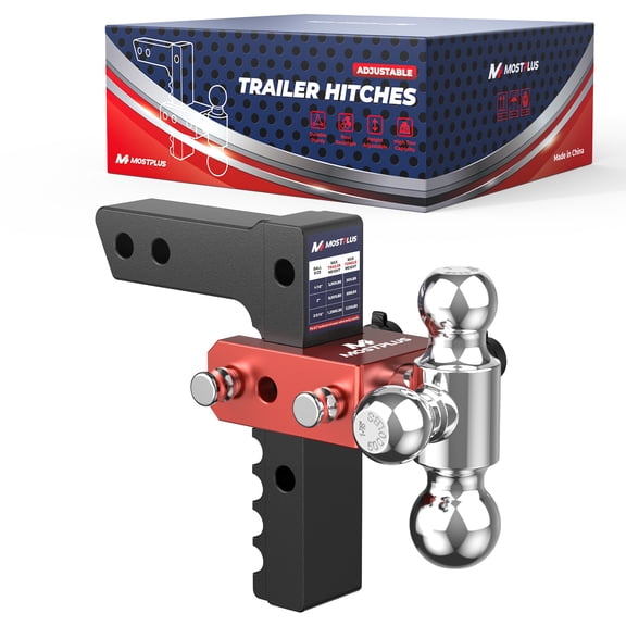 MOSTPLUS 2 Inch Hitch Receiver 8 Inch Drop Adjustable Trailer Hitch Ball Mount with Triple Trailer Balls 12500 lbs Capacity