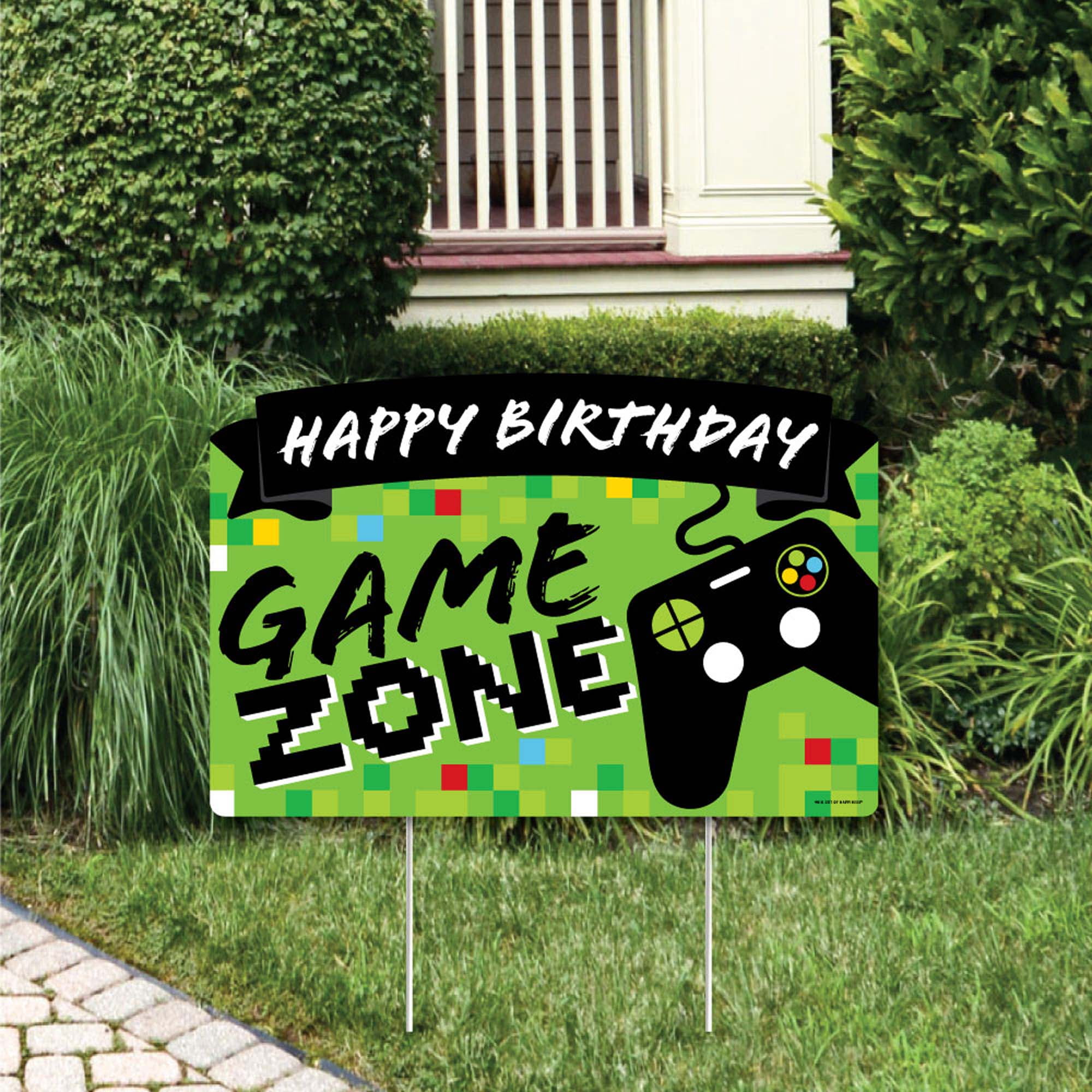 Big Dot of Happiness Game Zone - Pixel Video Game Birthday Party Yard Sign Lawn Decorations - Happy Birthday Party Yardy Sign