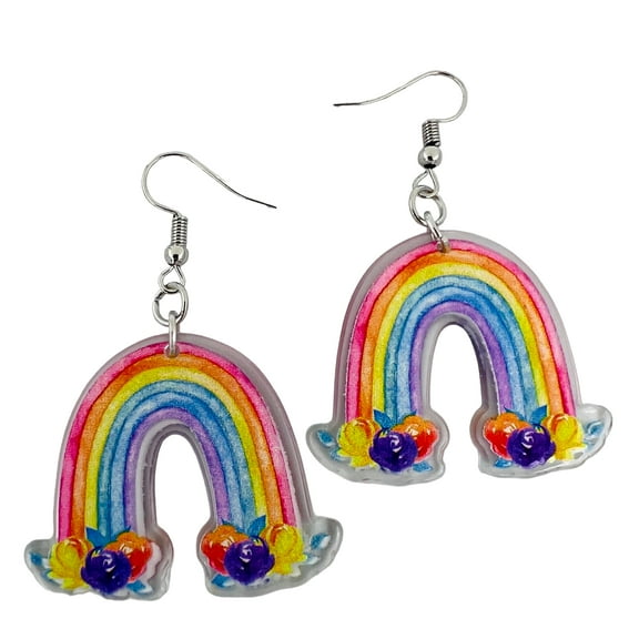 Gay Pride Earrings - Rainbow LGBT Earrings - Unisex Rainbow Pride Accessories (The Rainbow Cloud)