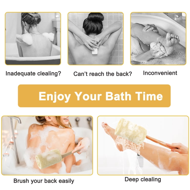 TSV Long Handle Exfoliating Loofah Brush, Natural Luffa photo 6