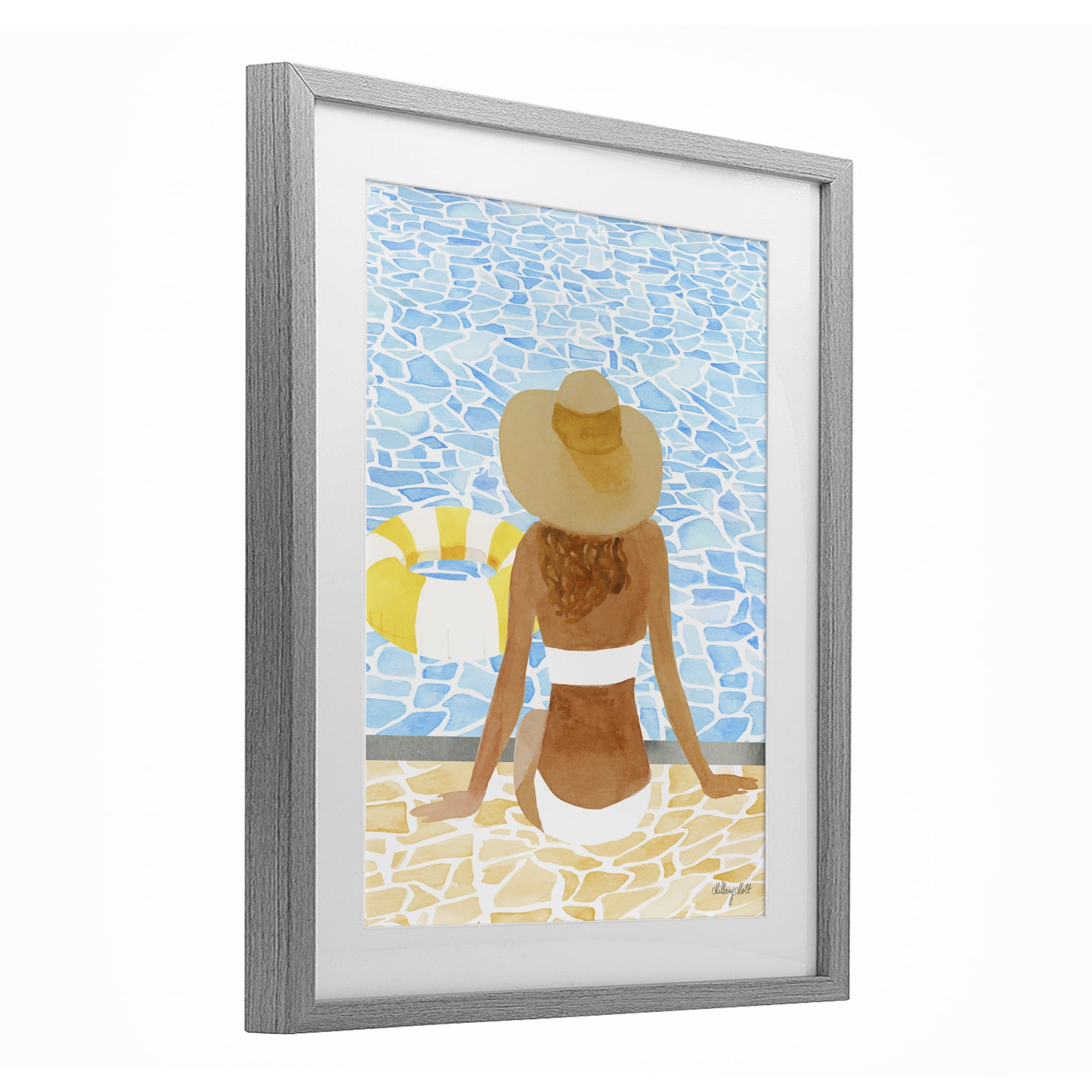 Stupell Industries Summer Poolside Chill Gray Framed Print Under Glass, design by Hillary Holt