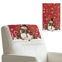 COEQINE Headrest Cover for Recliner Chair, Waterproof PU Leather Couch Headrest Covers with Hook & Loop Straps, Furniture Protector for Theater Seat, 17x27 Inch, Snowman Candy Cane Red