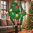 thumbnail image 2 of Pxkloy Christmas Party Dresses for Women Long Sleeve Round Neck Casual Dress Xmas Graphic Print Midi Dresses Bodycon Slim Fit Gothic Dress Green,XXL, 2 of 5