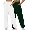 thumbnail image 2 of QATAINLAV Beam Feet Pants for Women 2 Pack Baggy Sweatpants Outdoor Casual Elastic Waist Running Joggers Pants Solid Lounge Trousers with Pockets Sales Today White XXL, 2 of 7