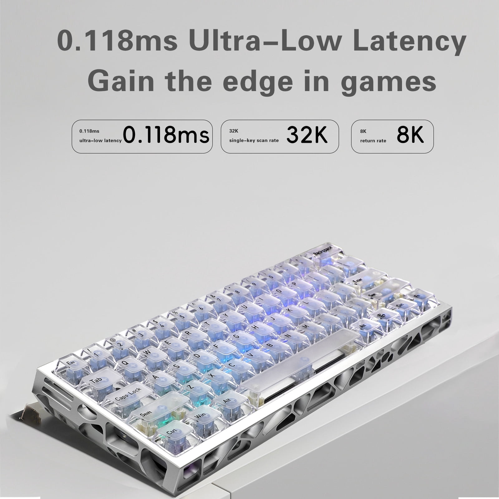 ITIGOITIE Mechanical Gaming Keyboard, Silver Transparent Case, 60% Layout, Multi-Color RGB LED Backlit, 61 Keys Wired Keyboard, For Gamer