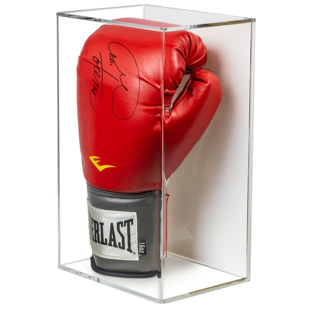 Vertical Boxing Glove Display Case with White Back and Wall Mount (A044