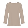 thumbnail image 4 of TKLPEHG Womens Tunic Tops Crew Neck Basic Tunic Tops Fall Tops Solid Color Casual Comfy Lightweight Loose Fashion Long Sleeve T Shirt Pullover (Khaki,S), 4 of 7