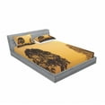 thumbnail image 3 of Ambesonne Nature Fitted Sheet & Pillow Sham Set, Tree on Sunset Twilight, Twin, Orange Brown, 3 of 3