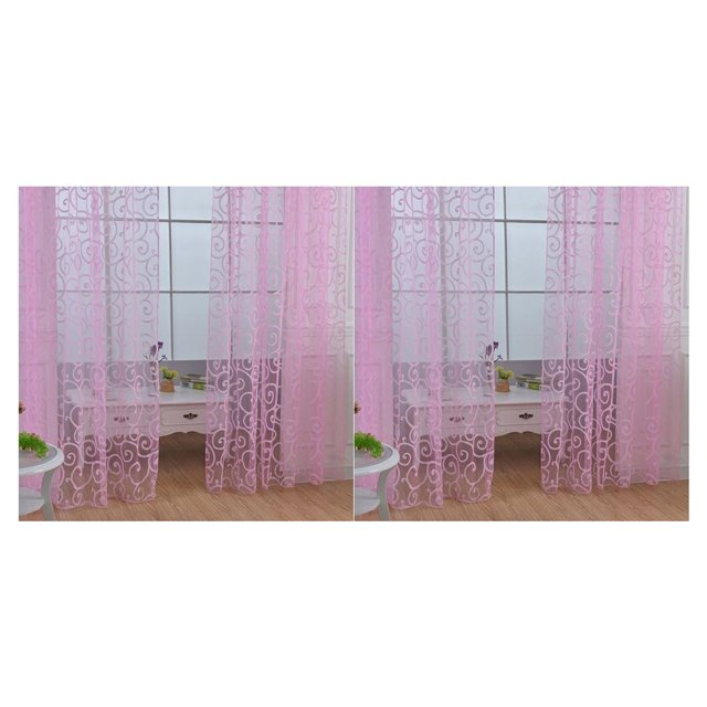 Moyic Home Apartment Romantic Window Curtain Replacement Full Flocking Drape Living Bedroom Protection Room Soft Privacy rosado 2piezas