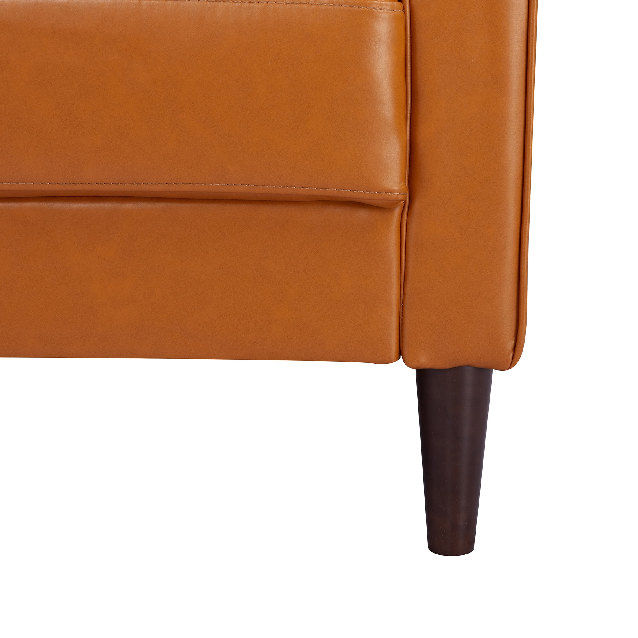 A&D Home Anza 3-Seater Tufted Faux Leather Sofa, Camel