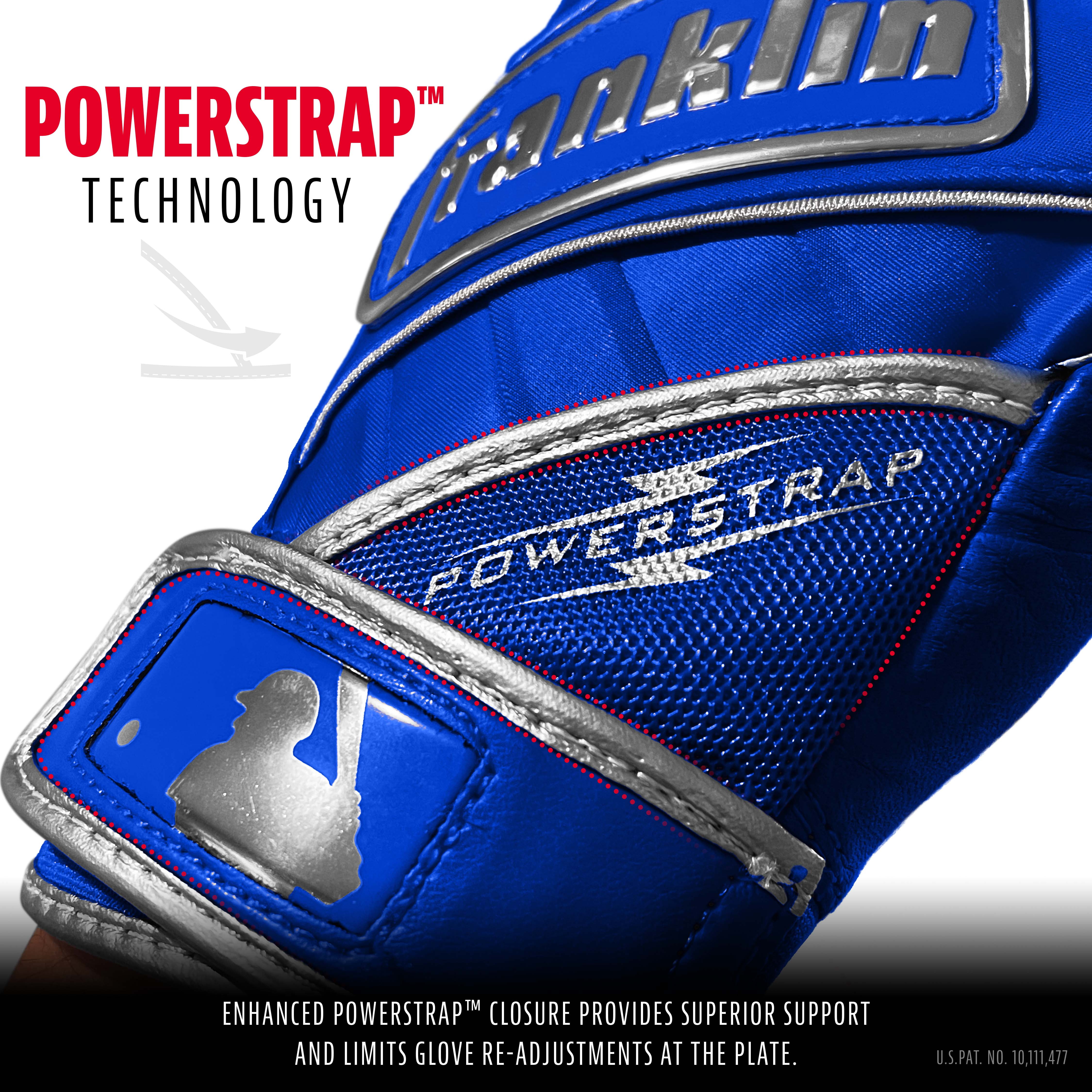 Franklin Sports MLB Batting Gloves Power strap - Chrome Royal - Youth Medium