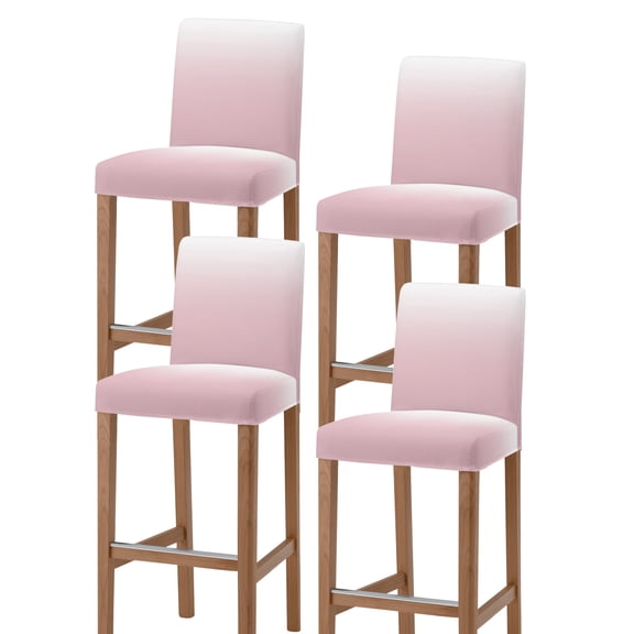 Pink White Ombre Bar Stool Covers Set of 4, Pink Gradient Color Modern Abstract Art Stretch Washable Bar Chair Covers with Backs, Removable Pub Counter Height Chair Cover for Kitchen Dining Room Cafe