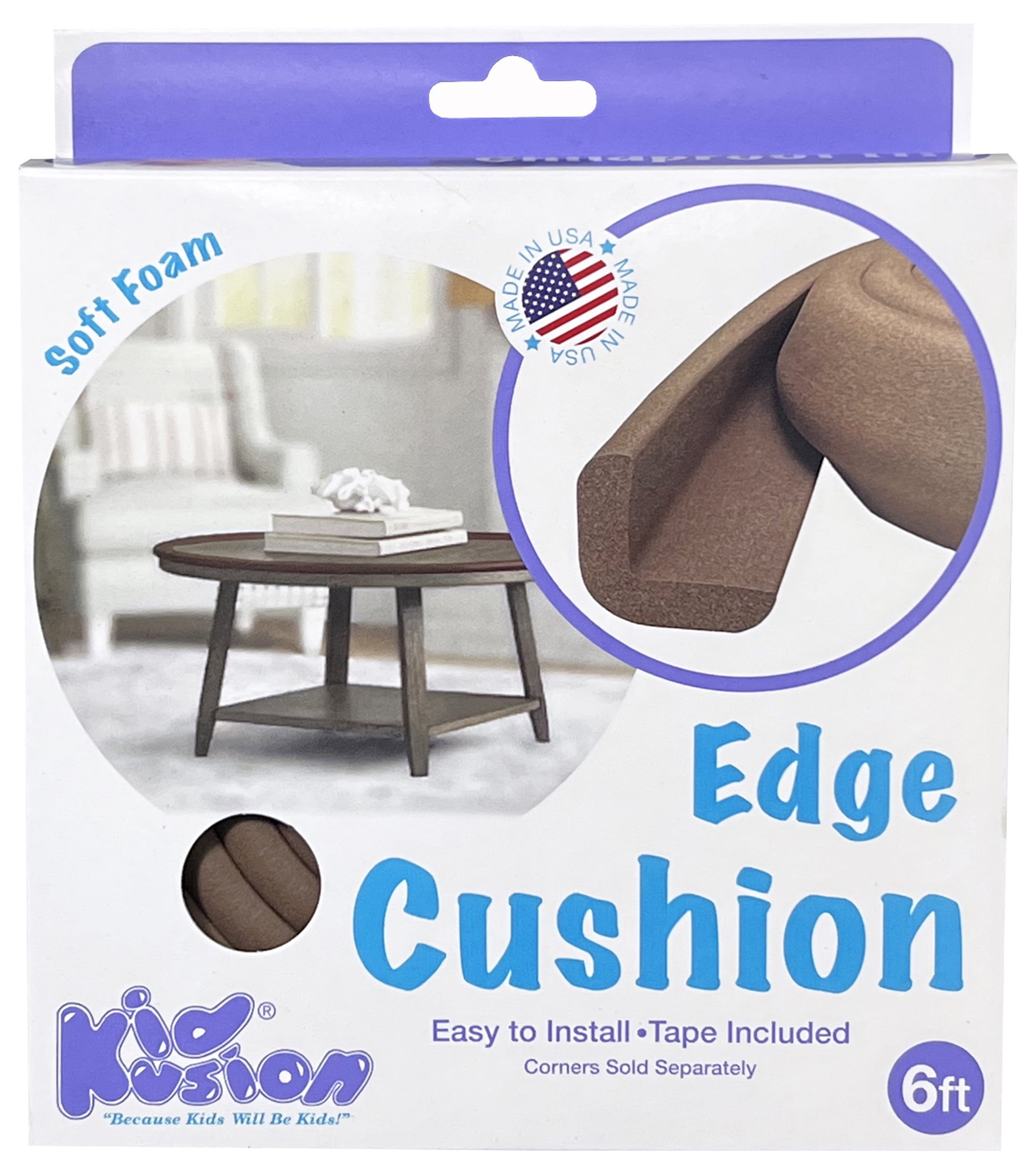 KidKusion Child Safety Corner Cushion - Brown Foam, Adhesive Tape
