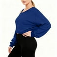 thumbnail image 7 of Caywon Women's Fashion Asymmetrical Shoulder Strap Hoodie Loose Long Sleeve Cropped Top Soft Comfortable Casual Streetwear Daily Wear Blouse, 7 of 7