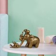 thumbnail image 4 of Bonita figura familiar de elefantes para escritorio de oficina, estatua de animal, estante, adorno decorativo dorado, 4 of 9