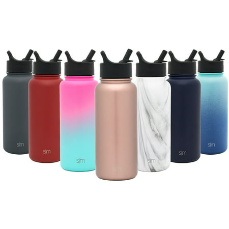 Simple Modern 22 oz Summit Water Bottle with Straw Lid - Vacuum Insulated Powder Coated Sweat Proof 18/8 Stainless Steel Flask - Gold Hydro Travel Mug - Rose (Best 32 Oz Water Bottle)