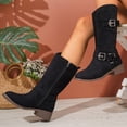thumbnail image 6 of Stylish Mid Calf Boots with Side Zipper Breathable Hollow Cutouts Comfortable Leather Ankle Booties for Women Autumn Winter Fashion Footwear, 6 of 7