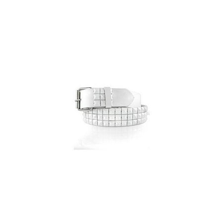 Leather Double Snap Belt - New Genuine Leather Snap On White Studded Belt