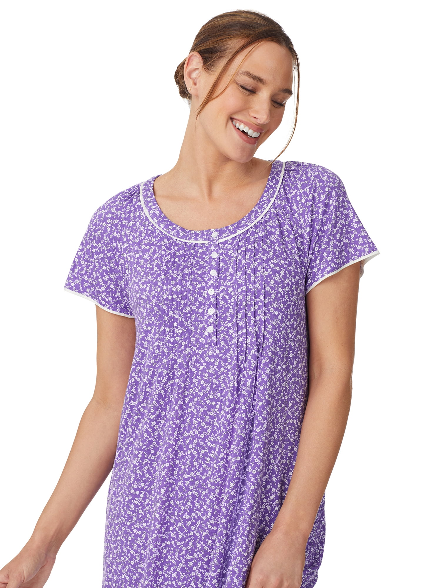 Aria Women's Raglan Sleeve Scoop Neck 40" Nightgown, Sizes XS to 5X