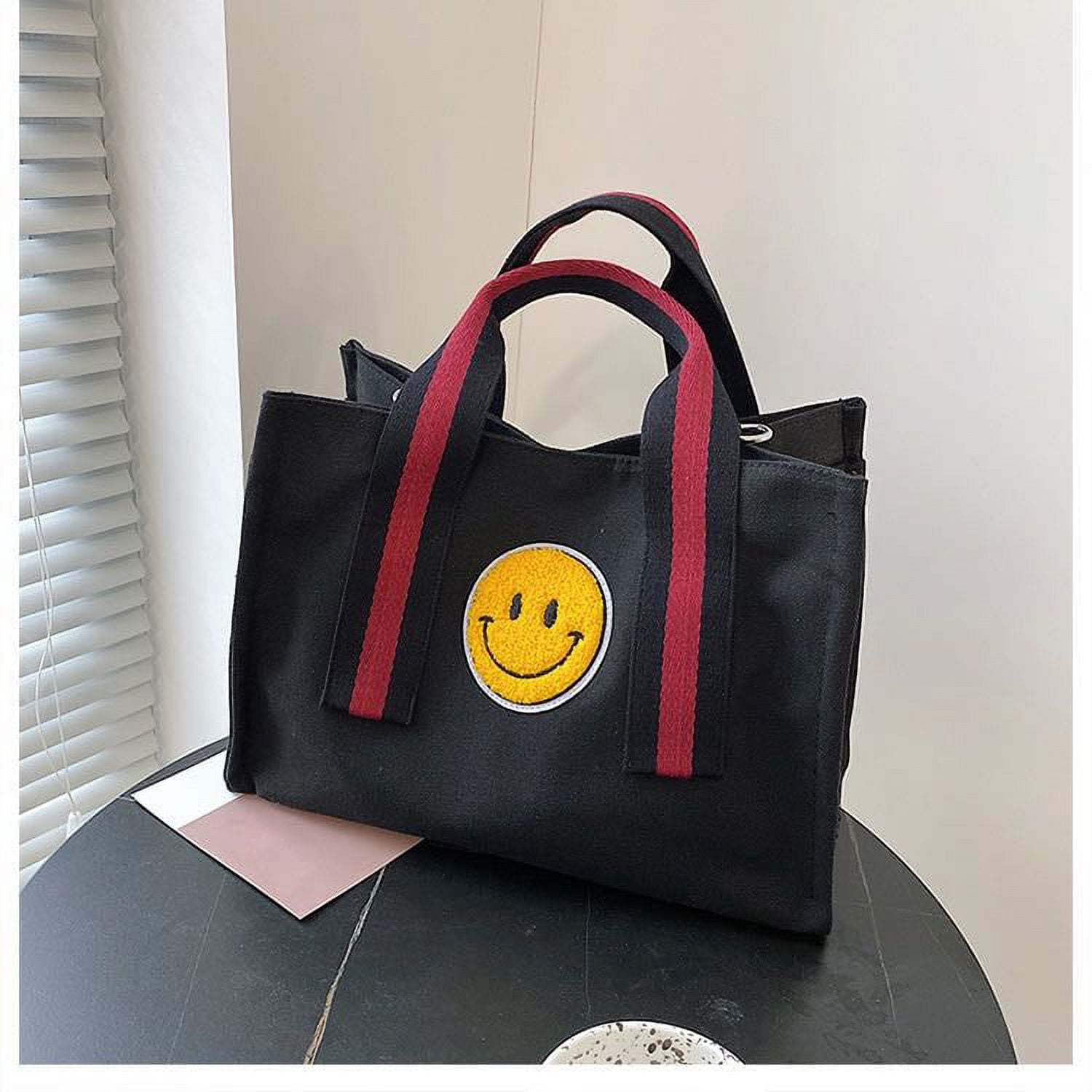 Smile Midi Canvas Tote Crossbody shoulder Bag