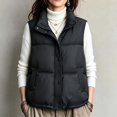 thumbnail image 2 of uublik Puffer Vest Womens Black Lightweight Quilted Sleeveless Stand Collar Zip Up Winter Jackets, 2 of 7