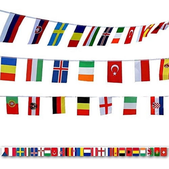 SURJDE International Flags, ® 164 Feet 8.2'' x 5.5'' World Flags, 200 Countries Olympic Flags Pennant Banner for Bar, Party Decorations, Sports Clubs, Grand Opening, Festival Events Celebratio