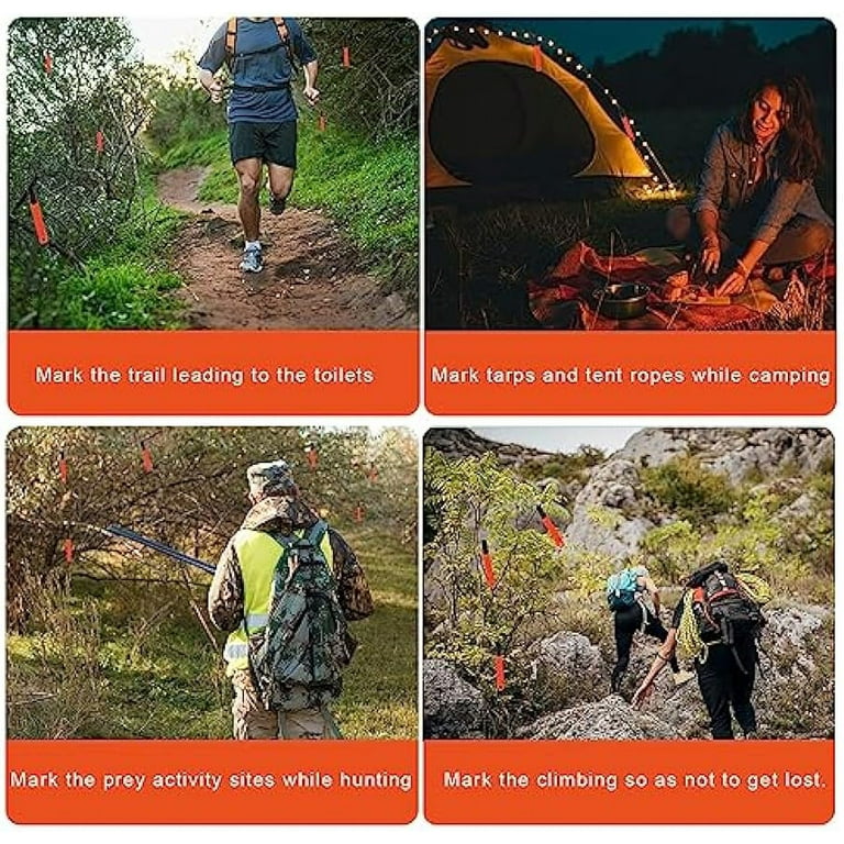 36 Pcs Reflective Trail Markers - Fluorescent Yellow, Double-Sided PVC Tacks With Clips For Hiking, Hunting, Camping