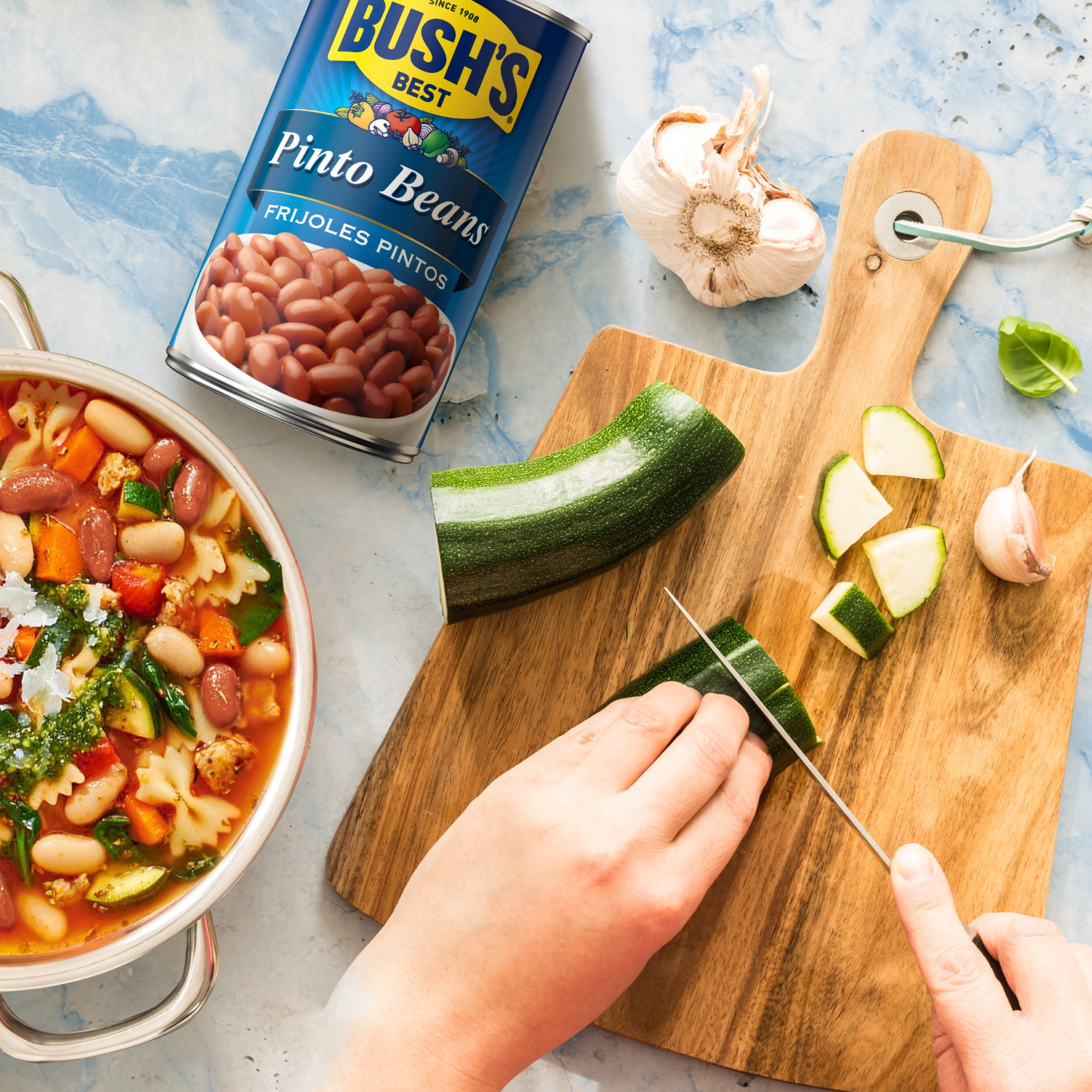 (12 pack) Bush's Canned Pinto Beans, Canned Beans, 27 oz Can