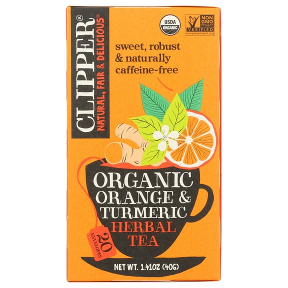 (Pack of 6), Clipper Organic Orange & Turmeric - 20 Ct, 1.41 oz