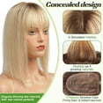 thumbnail image 5 of Hair Toppers for Women, Real Human Hair 130% Density, Hair Loss Cover No Bangs, Hair Extensions for Thinning Hair, Silk Base Three Clips in Topper, Ombre Light Blonde(10inch), 5 of 7