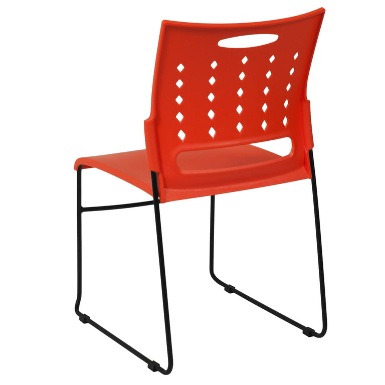 Flash Furniture HERCULES Series 881 lb. Capacity Orange Sled Base Stack  Chair with Air-Vent Back