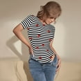 thumbnail image 5 of Easygdp Ladybugs on Black and White Striped Women's One-Piece Swimsuit Slim Fit Crew Neck Bodysuit Athletic Swimwear with Concealed Buckle - Medium, 5 of 9