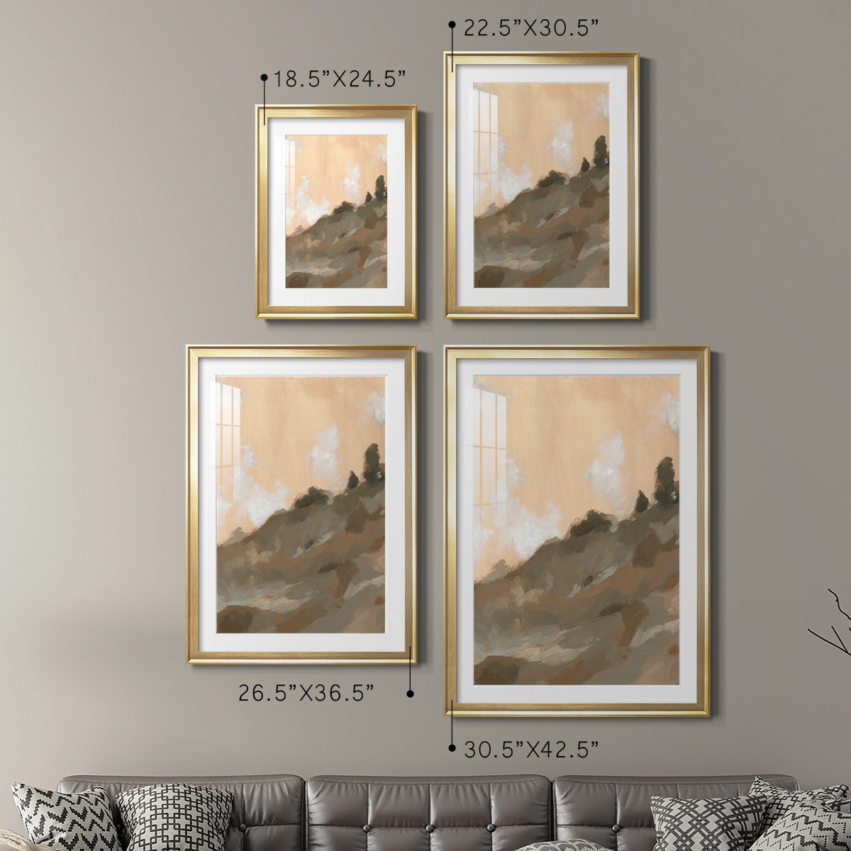 Wexford Home Hillside Walking Path III Premium Framed Print, 30.5" x 42.5" - Ready to Hang, Gold (Set of 2)