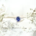 thumbnail image 4 of Oval Lab Created Blue Sapphire Ring with Diamond Halo - AAAA Grade, 925 Sterling Silver, US 6.50, 4 of 8