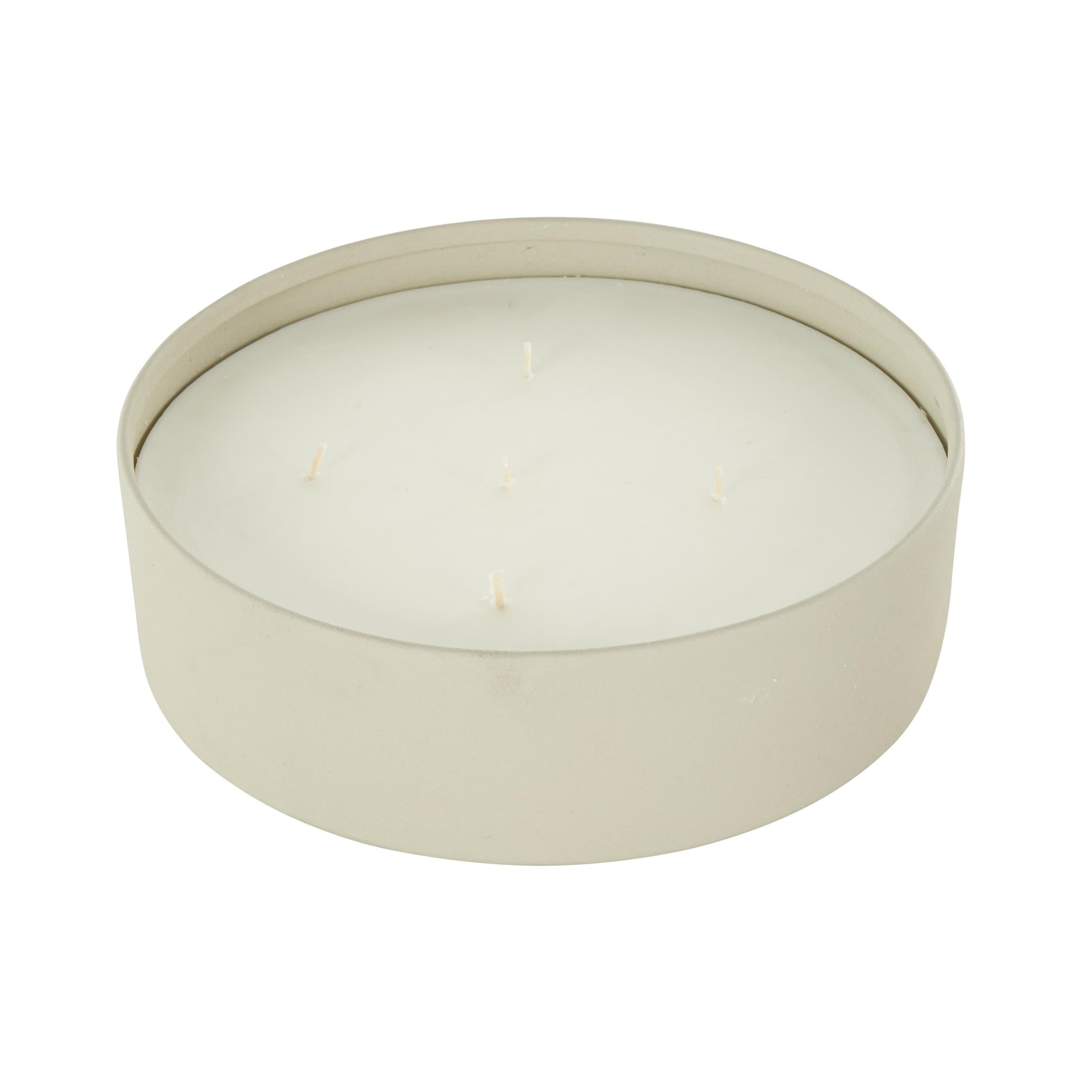 DecMode Light Gray Metal Tropical Fruit Medley Scented Textured 59oz 5 Wick Candle with White Wax
