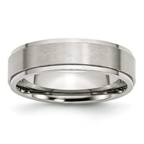 Stainless Steel Ridged Edge 6mm Brushed and Polished Band