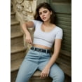 thumbnail image 3 of Women's Casual Short Sleeve Crop Top Basic Solid Slim Crop Tee Shirts, 3 of 4