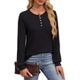 thumbnail image 2 of XIEERDUO Womens Sweaters Lightweight Henley Neck Button Up Long Sleeve Shirt Tops, 2 of 5